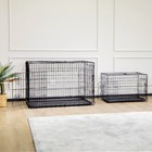 Single double Door Dog Crate Pet Cage Removable Tray Divider Panel Metal Kennel