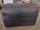 Vtg 1930s Emdee Schell Black Leather Doctors Bag With Metal Hardware Beeswax Rub