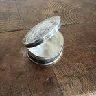 Vintage Sterling Silver 925 Oval Pill Snuff Trinket Box 14g Etched Leaf Design