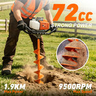 Post Hole Digger 72cc Gas Powered Earth Digger 6  10  Auger Drill Bit Extension