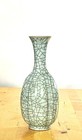 19th C  Qing Ge Ware Crackle Glaze Celadon Vase W Chop Mark Antique