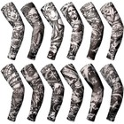 12 Pcs Temporary Tattoo Sleeves For Men - Uv Protection  Fingerless Arm Covers 