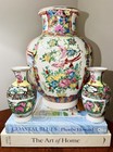 Large Rare Chinese Famille Rose Porcelain Vases  Handmade  Floral   Bird Motif