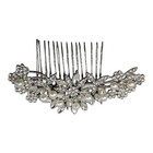 Hapibuy Silver Faux Pearl Rhinestone Floral Bridal Hair Comb Wedding Accessory