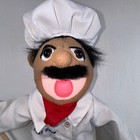 Melissa   Doug Chef Pepe Hand Puppet White Plush Detachable Rod Imaginative
