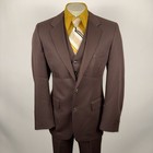 Vtg 70s Leisure Suit 3 Pc Mens 42 Long Jacket 34 Pants Unhemmed Disco Polyester