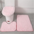 3pcs Bathroom Bath Mat Contour Rug Set With Toilet Lid Cover ultra Soft non-slip