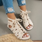 Women s Lace Up Zipper Summer Flat Gladiator Sandals Open Toe Casual Roman Shoes