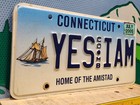 2005 Connecticut Vanity License Plate Yes I Am Home Of The Amistad Ship Comb