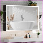 39 4   Wall Mounted Mirrored Cabinet Led Lighted Bathroom Storage Organizer
