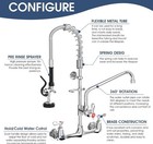 25  Commercial Wall Mount Heavy Duty Kitchen Faucet Pull Down Sprayer Brand New