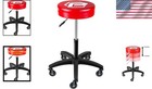 Rolling Shop Stool Adjustable Height Garage Seat Padded Red Lightweight