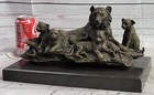 Tiger Family Cubs Asian Wildlife Bronze Sculpture Statue Figure Signed Art Decor