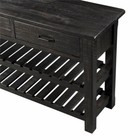 Bowery Hill Farmhouse Barn Door Solid Wood Sofa Console Table In Antique Black