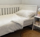 Cot Toddler Bed Quilt Cover Set White Washed Look Pom Pom Design Set Only 3 Left