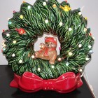 Vintage Ceramic Wreath With Bow Lighted 11 5    Lots Of Light Holes Very Nice 