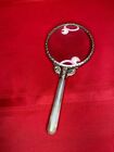 Antique Chinese Import Ca Jade Brass Magnifying Convex Glass Hong Kong China