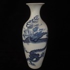 Chinese Antique Hand Painting Dragon Blue White Porcelain Vase  kangxi  Mark