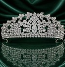 Silver Crystal Tiara Princess Crown Bridal Wedding Pageant Veil Accessory Halo