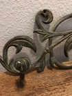 Vintage Iron Or Bronze 4 Hook Rack Heavy Verdigris Patina 16  Long Coats Robes