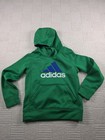 Adidas Boys  Small 8 Green Pullover Hoodie Climawarm Fleece Lined Big Logo