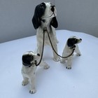 Vtg 1950s English Springer Spaniel Dog Figurine Ceramic Puppies Chain Japan