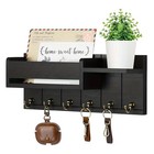 Wall- Mounted Key And Mail Organizer With Shelf And Large Hooks For Bags   Coats