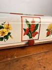 Vintage Mcm Vented Tin Metal Hinged Door Bread Box With Floral Design Needs Love