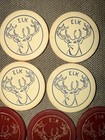 Lot Of 10 Vintage Elk Clay Poker Chip  - White  Red   Blue