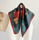 100  Silk Scarf Women Vintage Safflower Kerchief Square Bandana Wrap 68 68cm New