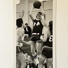 Vintage 70s B w Snapshot Photograph Buena Park High School Ca Basketball Shot