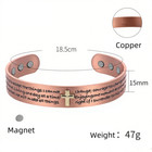 Pure Copper Magnetic Bracelet Arthritis Pain Therapy Energy Cross Prayers Cuff