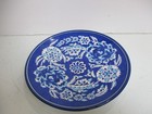 Vtg Turkish Kutahya Ceramic Plate Hand Painted Blue Floral Design- Signed  7 