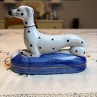 Vtg Staffordshire Style Dalmatian Dog Figurine Blue Base Gold Trim
