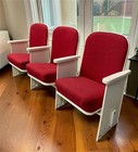 3 Theater Seats  Vintage Red Upholstered Tip-up Cinema Auditorium Seating  A29