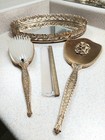 Vintage Hollywood Regency matson Ultra Gold Tone Filigree Vanity 5 Pieces