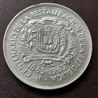 1963 Dominican Republic  Commemorative One Peso Silver Coin  Nice  Problem Free