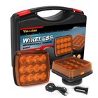 2 Pcs Wireless Magnetic Amber Strobe Lights - Emergency Safety Flashing Beacons