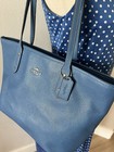 Coach F58846 City Zip Tote Vibrant Blue Crossgrain Leather Shoulder Bag