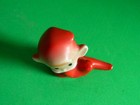Vintage Ceramic Red Pixie Elf Figurine Sitting Down Pixie Korea