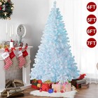 White Christmas Tree With Blue Lights 4 5 6 7ft Bushy Xmas Spruce In outdoor