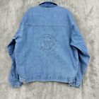 Vintage Fitzgerald Denim Jacket Mens Xl 90s Logo Medium Wash Trucker Pockets