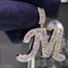 2 5 Ct Round Real Moissanite Customized Any Initial M Letter Pendant 925 Silver
