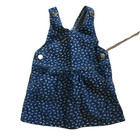 Vtg Oshkosh Bgosh Vestbak Jumper Dress Toddler 2t Blue Floral Denim Pocket Usa