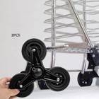 2pcs Rubber Folding Grocery Cart Three Wheel Utility Cart Stair Wheels Black