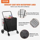 Folding Shopping Cart 330lbs Jumbo Grocery Cart Waterproof Liner Dual Basket
