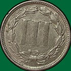 1865 Three Cent Nickel Choice Almost Uncirculated Au  Coin  43296