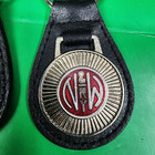 One 1  Vintage Norfolk   Western Railway Leather   Enamel  Keychain Fob