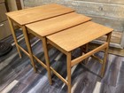 Mid-century Modern Teak Danish Andr Tuck Set 3 Nesting Tables By Hans J  Wegner