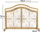 Single Panel Gold Scroll Metal Fireplace Screen With 2 Doors 37 8    30 7 Inch 